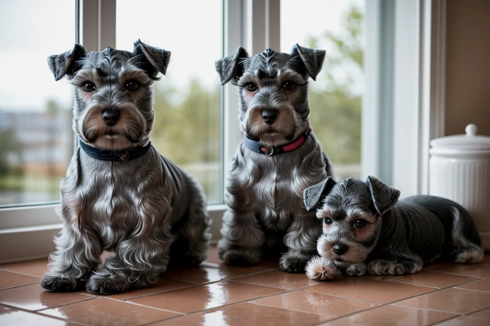 Detalle de las dos capas de pelo de un schnauzer miniatura