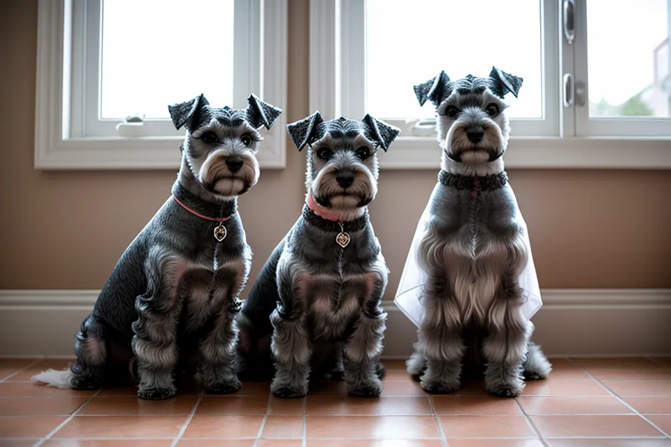 Linterna del móvil para ver la vena en las uñas oscuras de un schnauzer miniatura