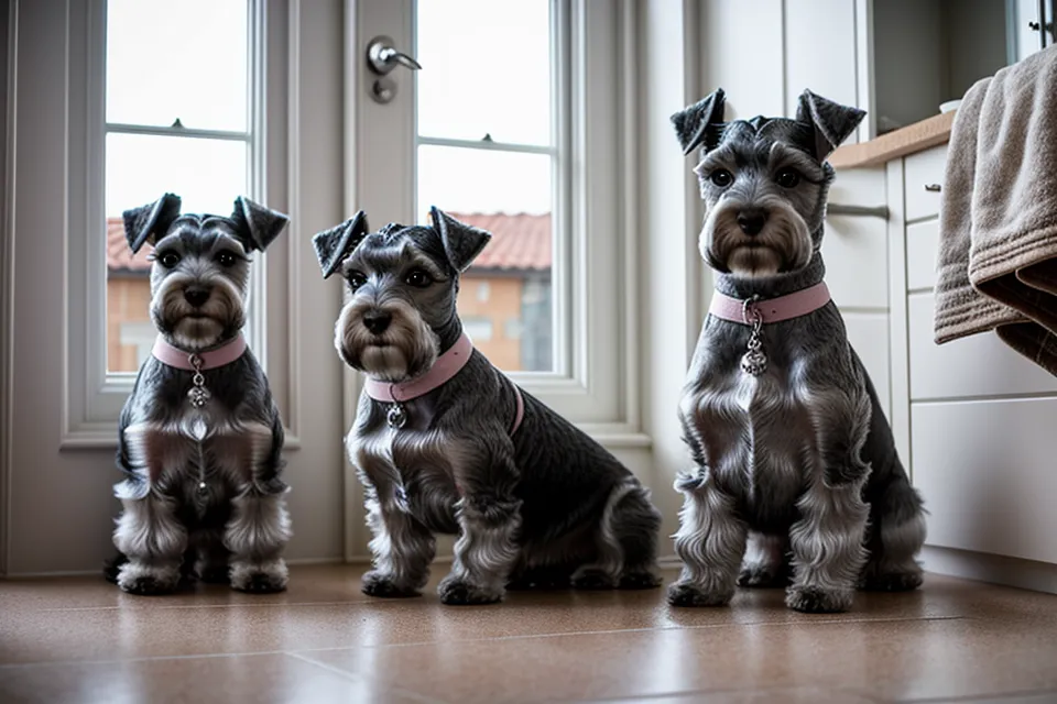 Galletas de Navidad para perros decoradas de forma segura junto a un schnauzer miniatura