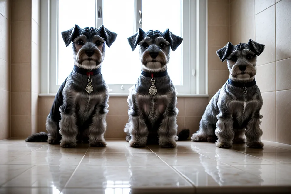 Schnauzer miniatura disfrutando de un petlado casero después del baño y cepillado del sábado