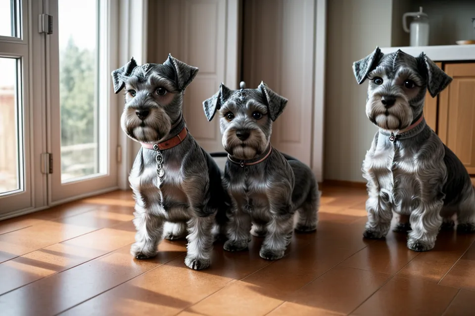 Schnauzer miniatura con la capa terminada tras un proceso de patronaje canino casero