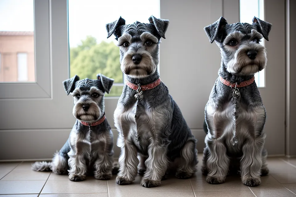 Perfil de un schnauzer miniatura resaltando la línea inferior del faldón.
