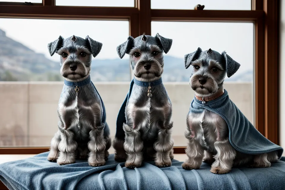 A schnauzer wearing a failed DIY shirt sleeve sweater