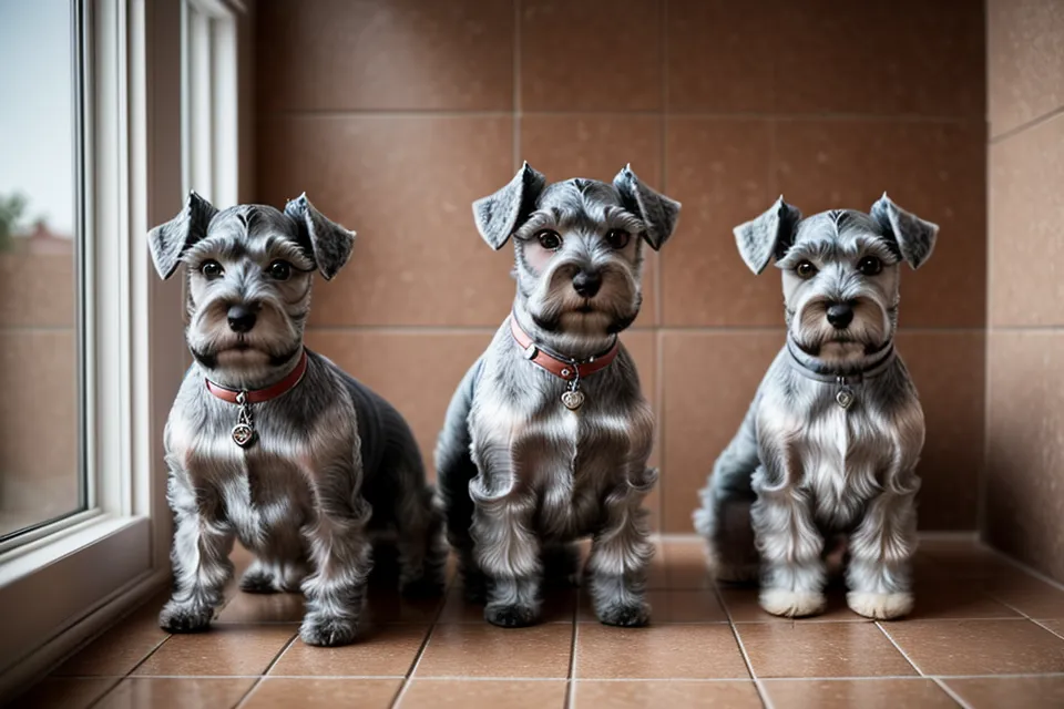 Primer plano del pelo interno en la oreja de un schnauzer miniatura