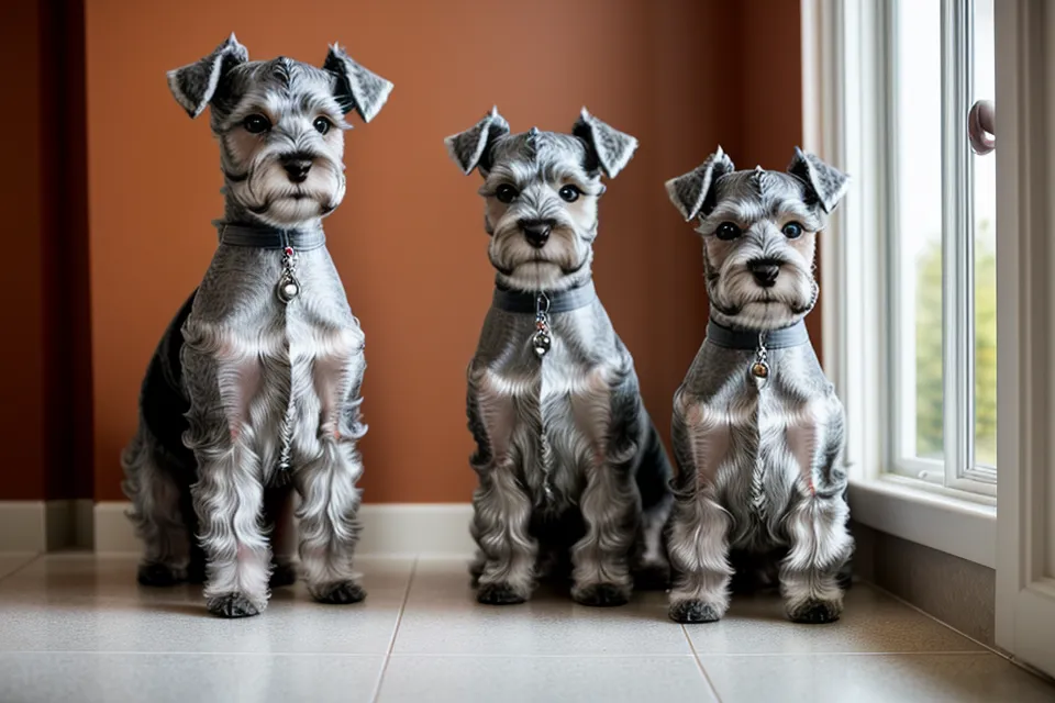 Botella de limpiador ótico junto a un schnauzer miniatura