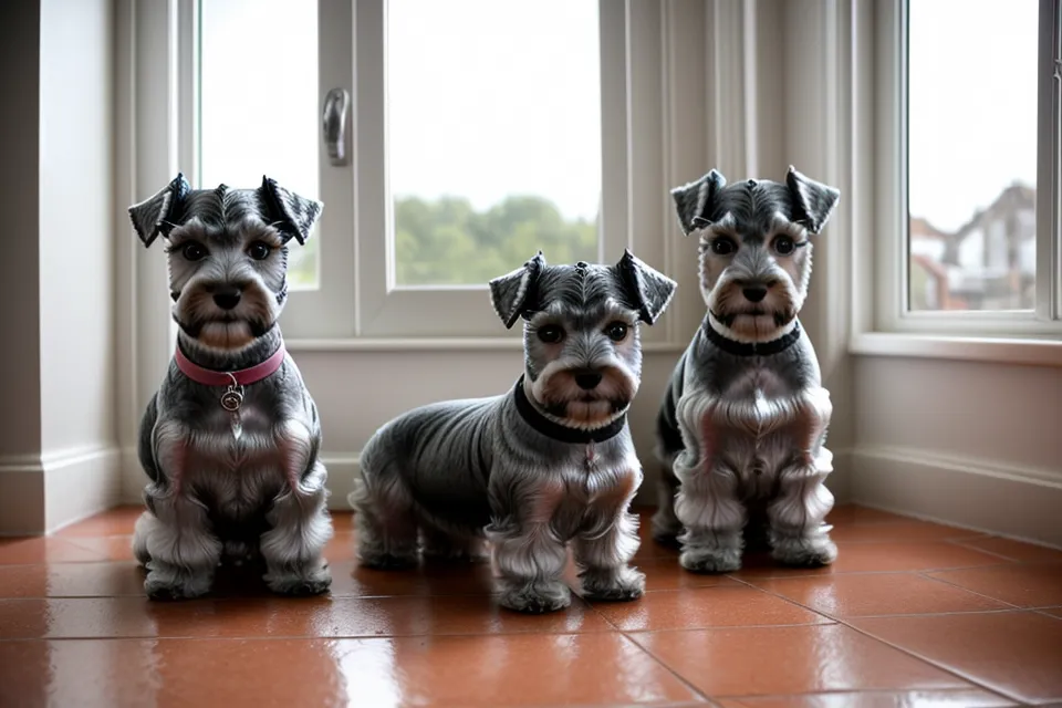 Schnauzer miniatura relajado tras su limpieza de oídos semanal