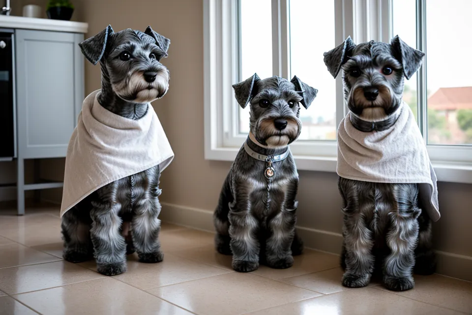 Calcetines llenos de pelos cortos tras una sesión de peluquería canina en el salón.